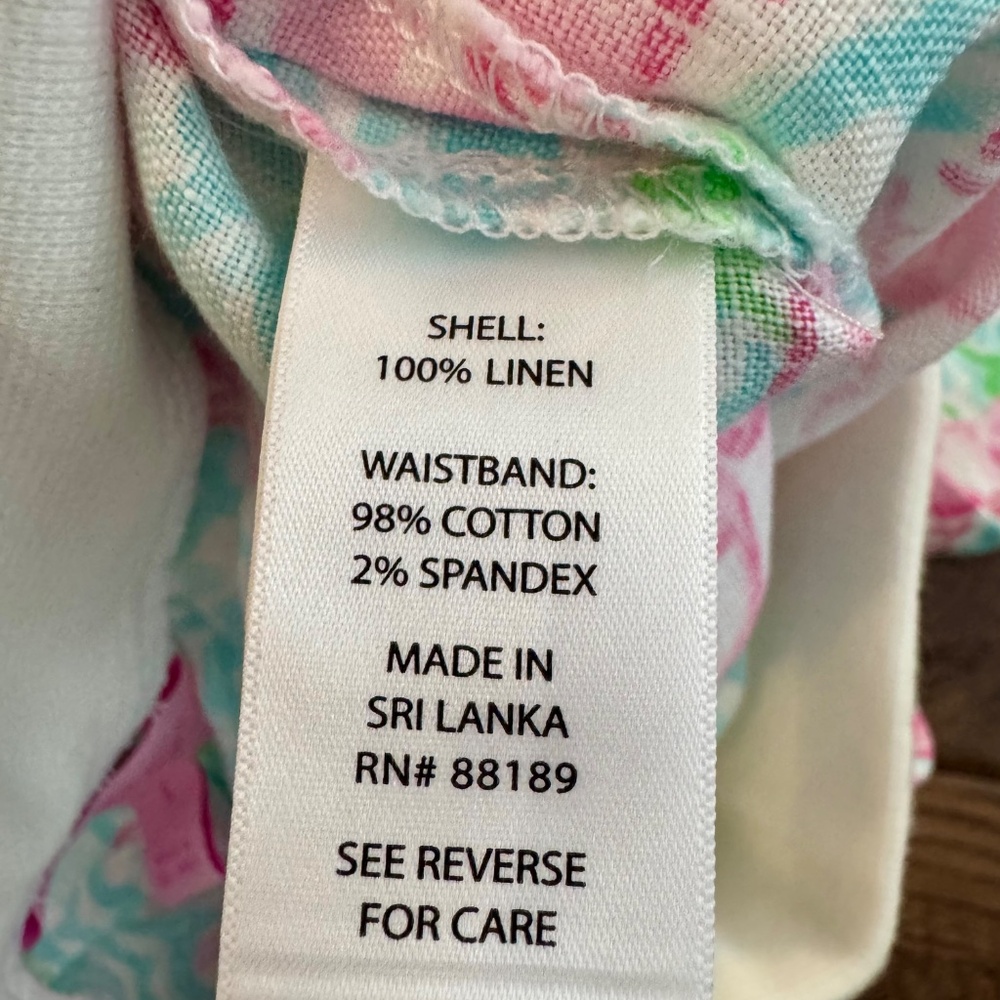 Lilly Pulitzer Little Beach Pants Lobster Roll Spa Blue Linen Girls Size S 4 5 D - Picture 5 of 6